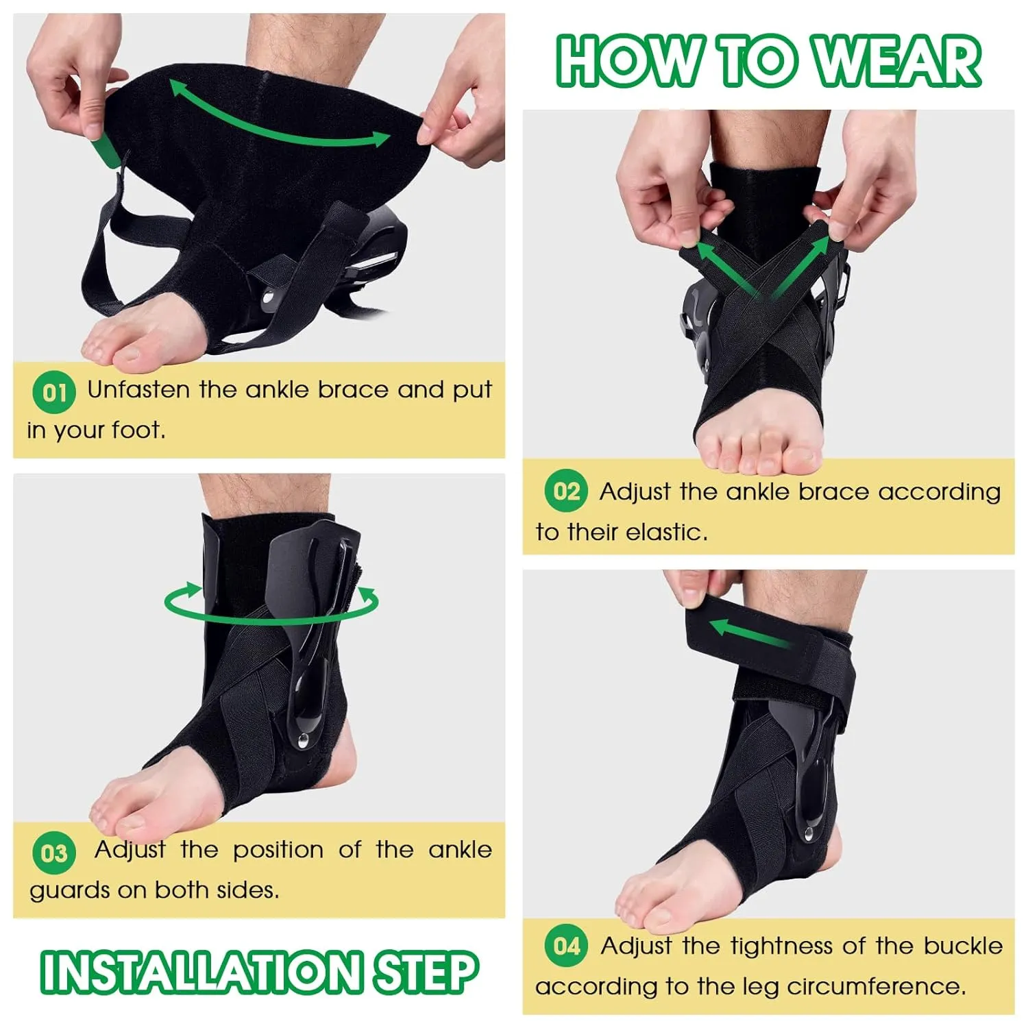 Ankle Brace Support for Sprained Ankle X-shaped Cross-fixing Compression Sleeve Lace Up for Women and Men Relief with Tendon Sprain Injury Recovery Basketball Volleyball(Black,Medium)