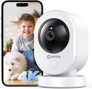 ANNKE 4K UHD Indoor Security Camera, Crater Reno 8MP Smart 2.4/5 GHz WiFi Camera with PTZ, Night Vision, 2-Way Audio, Smart Human Detection, Works with Alexa, Ideal for Baby/Pet Camera/Home Security