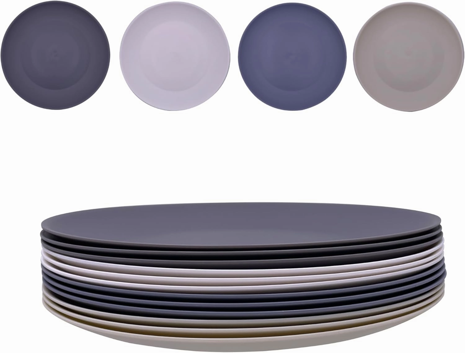 AOYITE Plastic Dinner Plates Reusable, Unbreakable Salad Plates set of 12, BPA Free Microwave & Dishwasher Safe Party Plate for Any Occasion, BBQ, Travel, Events