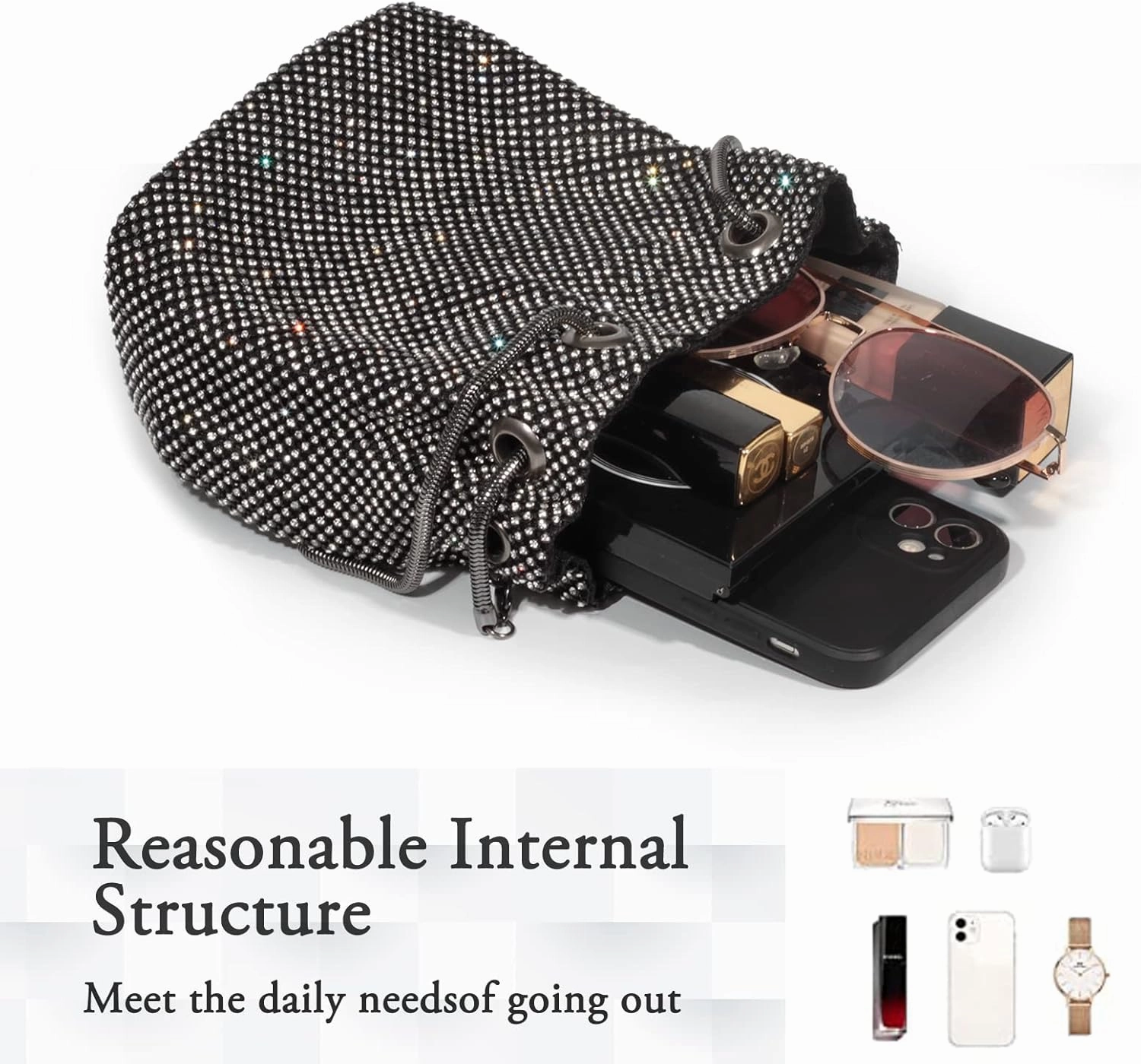AOYUNHUI Hand Bags Purses for Women Rhinestone Bag Clutch Purses Party Wedding