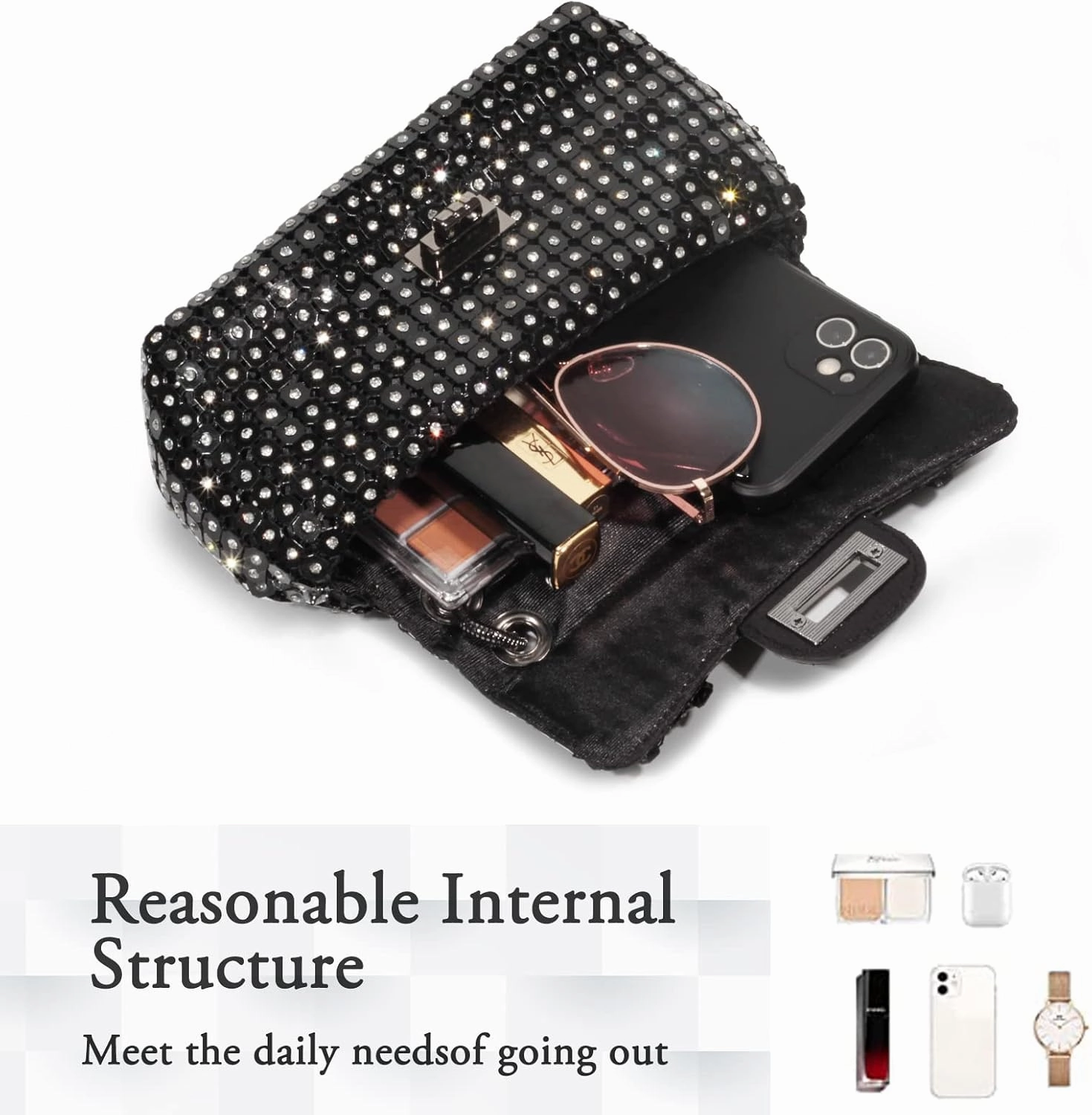 AOYUNHUI Hand Bags Purses for Women Rhinestone Bag Clutch Purses Party Wedding