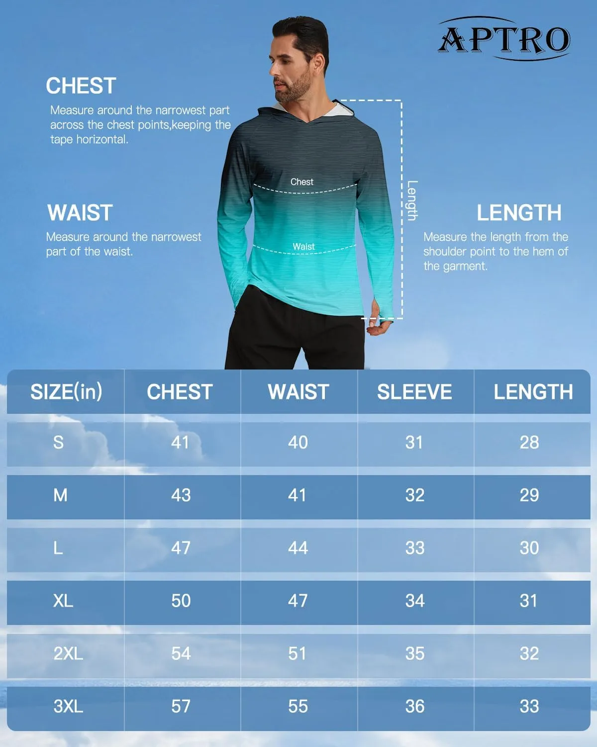 APTRO Men's UPF 50  Sun Protection Long Sleeve Hoodie Shirts UV Outdoor Fishing Shirts SPF Rash Guard Shirts for Men
