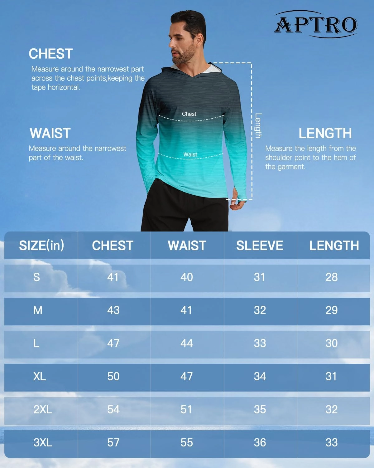 APTRO Men's UPF 50  Sun Protection Long Sleeve Hoodie Shirts UV Outdoor Fishing Shirts SPF Rash Guard Shirts for Men