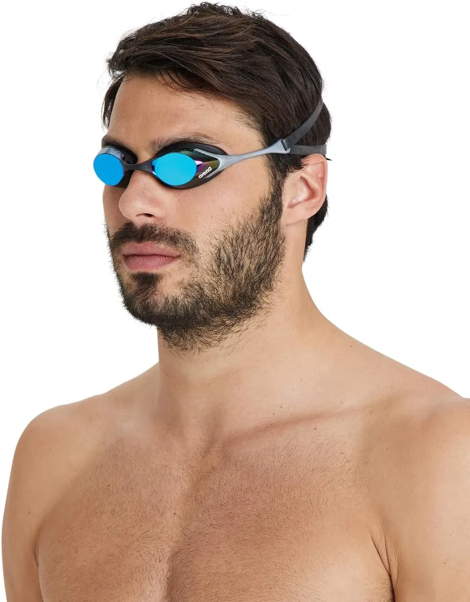 ARENA Unisex Adult Cobra Swipe Anti-Fog Racing Swim Goggles Polycarbonate Mirror/Non-Mirror Lens Hydrodynamic Design