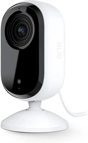 Arlo Essential Security Camera HD | Indoor Only | 2nd Gen | Pet Camera & Baby Monitor | Wired, Automated Privacy Shield, 2-Way Audio, Night Vision, Live Stream, Motion Alerts,Notifications|White 1 Cam