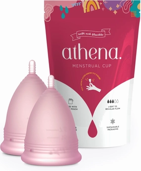 Athena Menstrual Cups 2 Pack - Large and Small Set - The Original Softer Reusable Period Cups for Women – for Light to Heavy Flow – No Shift Menstruation Cup with Form Fit Rim for Easy Insertion