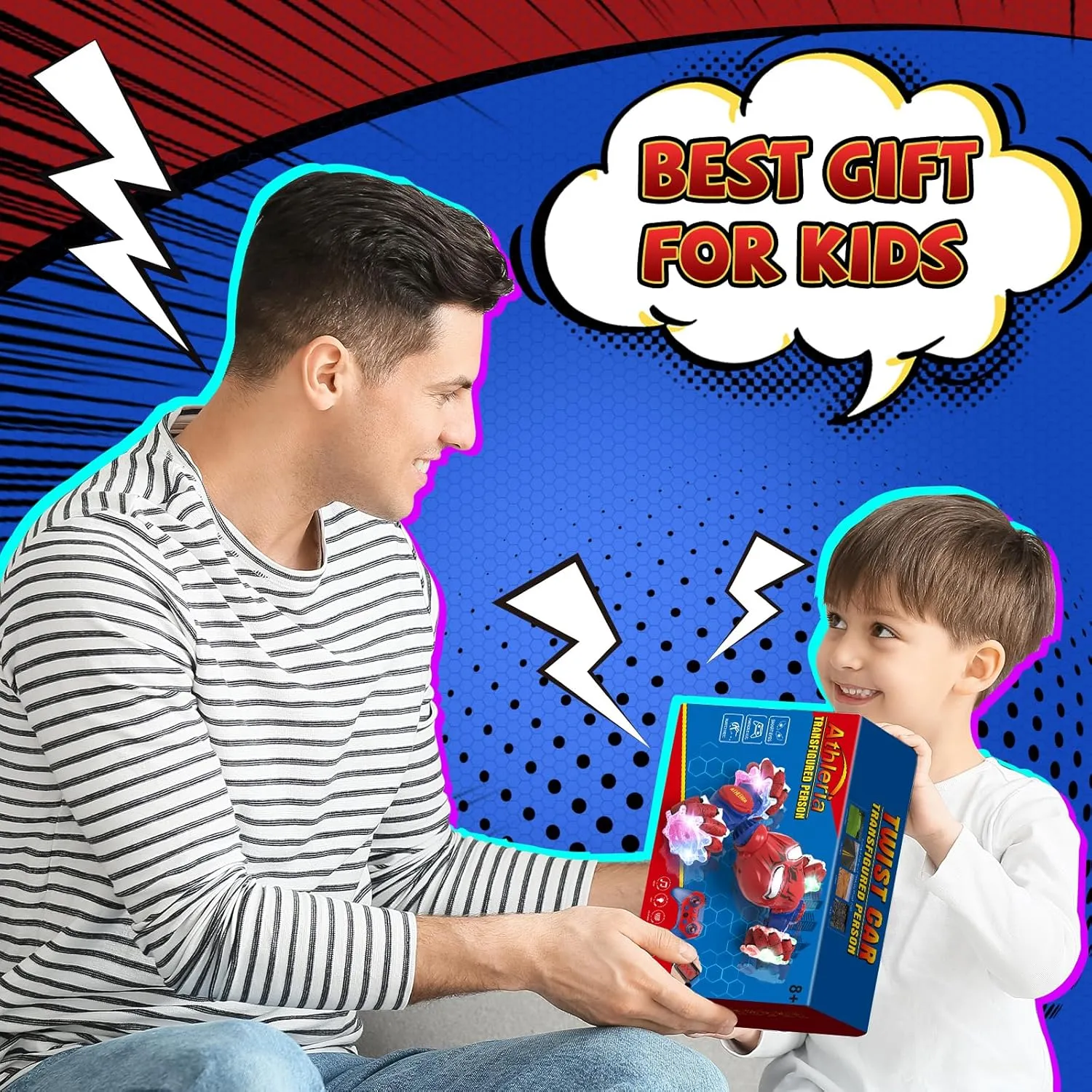 ATHLERIA Spider Gesture Sensing RC Stunt Car Toys for Boys Age 8-13,Hand Remote Control Cars,Drift Rc Car with Lights,Twist,Easter Chritmas Birthday Gift Ideas for Boy Girls Kids 678910  Year