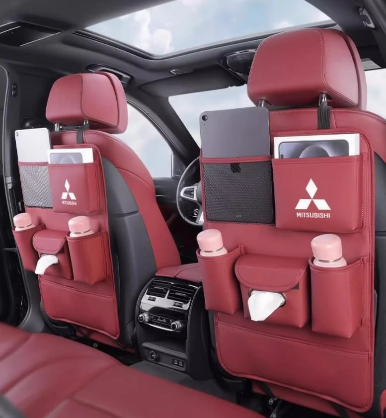 Auto Seat Back Multi Pocket Storage Bag For Mitsubishi Emeraude Endeavor FTO Galant Grandis GTO i i-MiEV L200 Lancer Lancer Evolution Automobile Seat Back Organisers,Red
