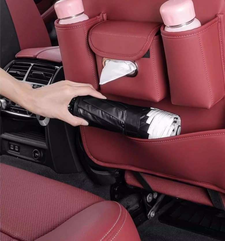 Auto Seat Back Multi Pocket Storage Bag For Mitsubishi Emeraude Endeavor FTO Galant Grandis GTO i i-MiEV L200 Lancer Lancer Evolution Automobile Seat Back Organisers,Red
