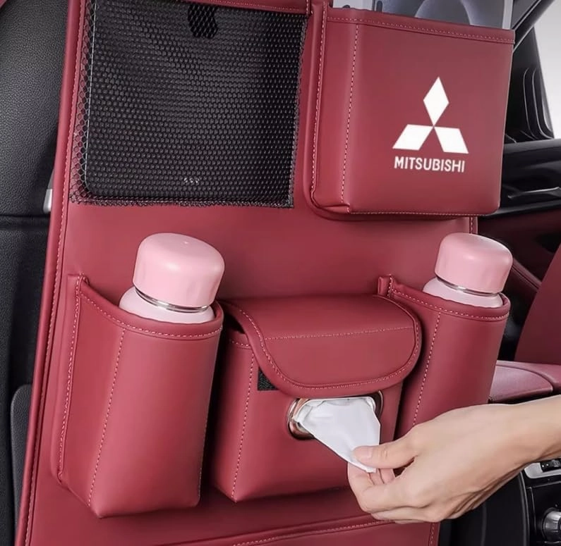 Auto Seat Back Multi Pocket Storage Bag For Mitsubishi Emeraude Endeavor FTO Galant Grandis GTO i i-MiEV L200 Lancer Lancer Evolution Automobile Seat Back Organisers,Red