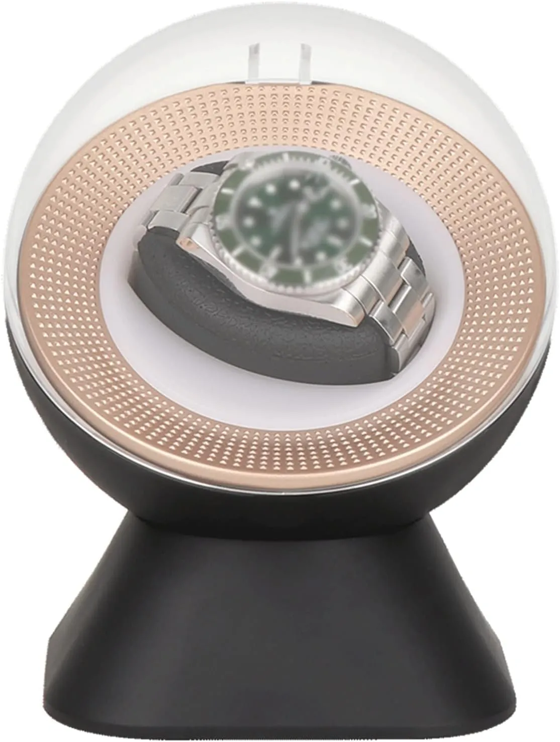 Automatic Watch Winder for Mechanical,Watch Shaker with LED Light Single Watch Box,Open Cap Self-Stop Rotator Super Quiet Motor Watch Winder Box,Soft Elastic Watch Pillow (Color : Black)