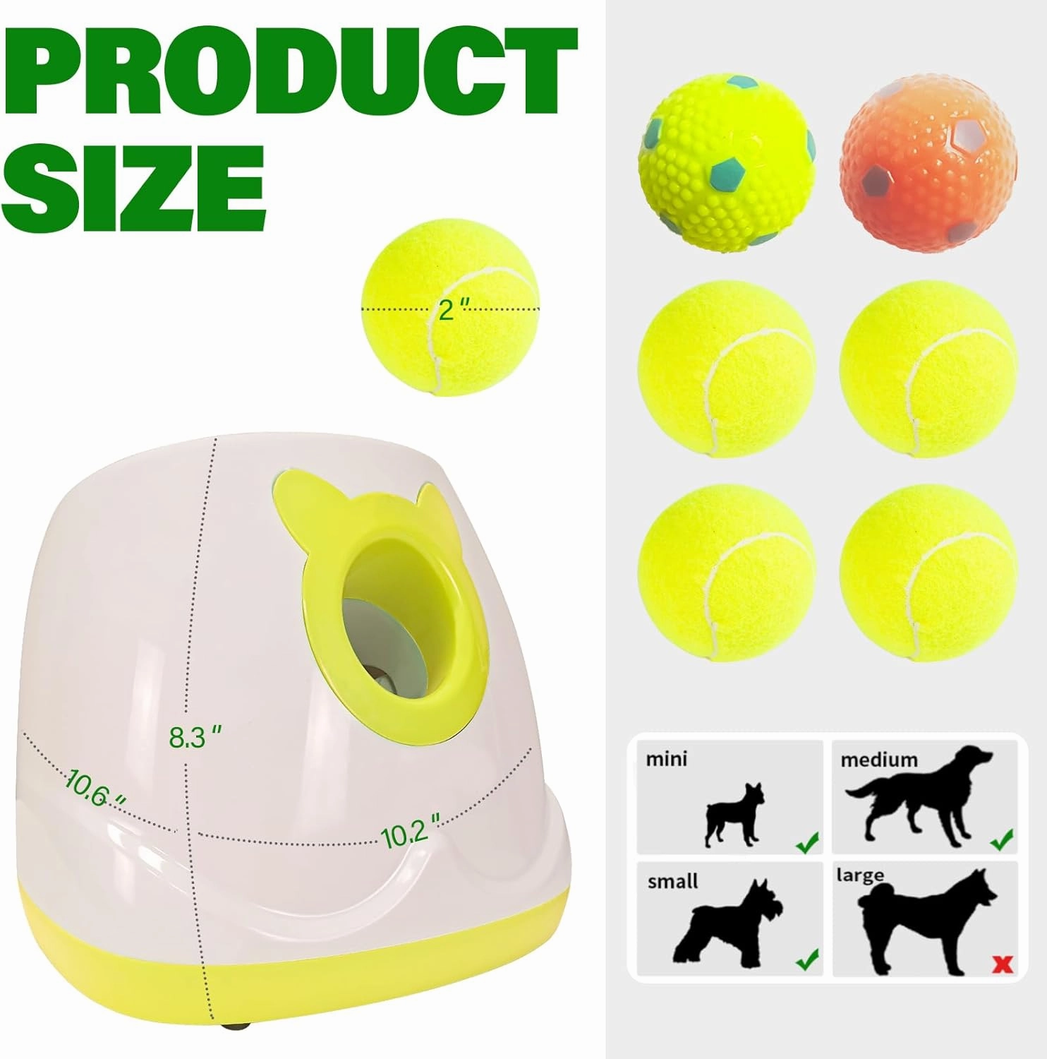 Automatic Dog Ball Launcher for Small to Medium Dogs, Interactive Pet Toy with Remote Control (Yellow)