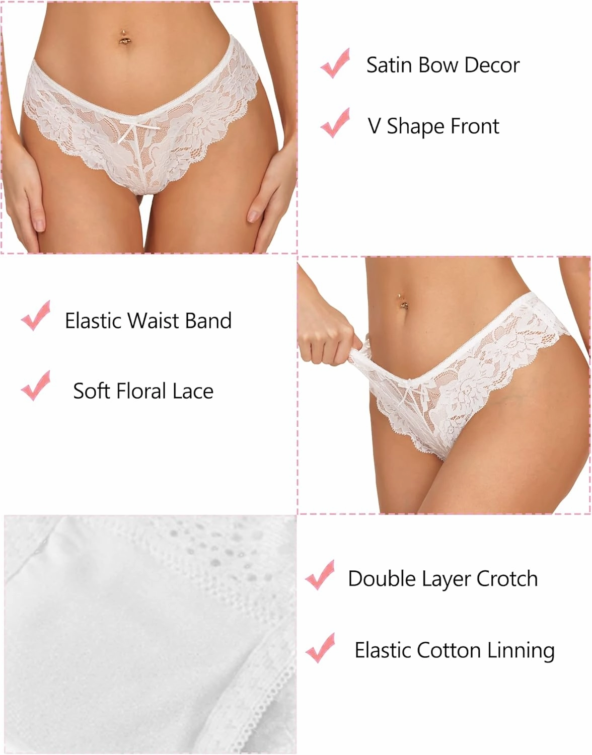 Avidlove Women Floral Lace Panties Sexy Hipster Underwear V-Shape Waistband Tangas