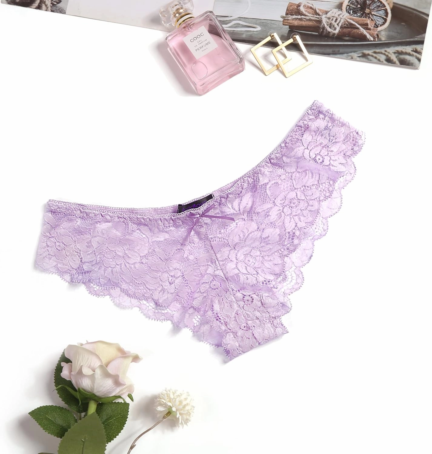 Avidlove Women Floral Lace Panties Sexy Hipster Underwear V-Shape Waistband Tangas