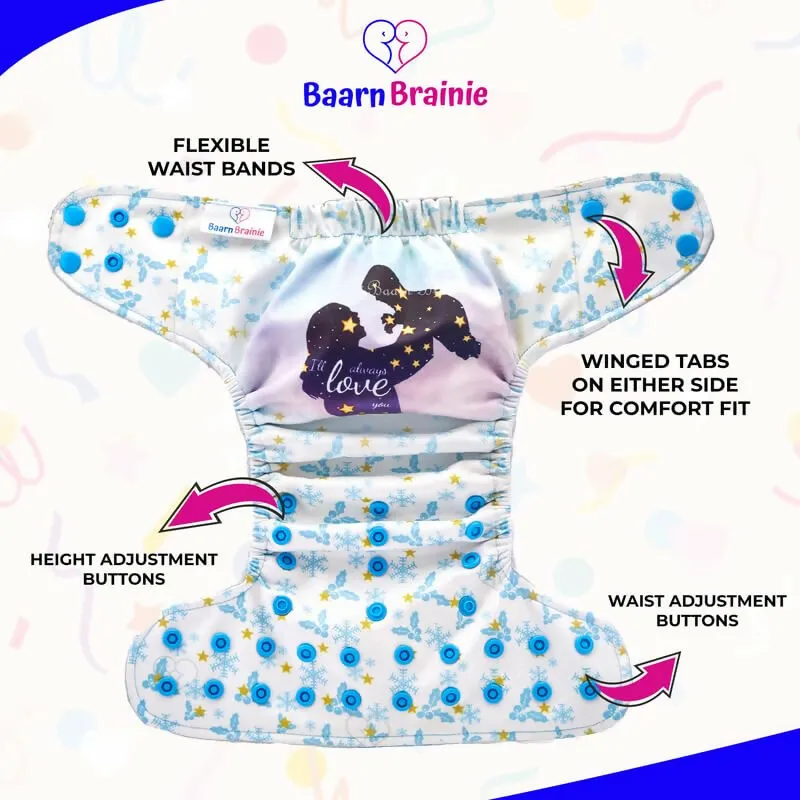 Baarn Brainie 3C Printed Washable & Reusable Cloth Diapers (Pack of 3)