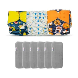 Baarn Brainie 3C Printed Washable & Reusable Cloth Diapers (Pack of 3)