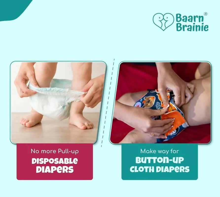 Baarn Brainie 5C Washable & Reusable Cloth Diapers (Pack of 5)