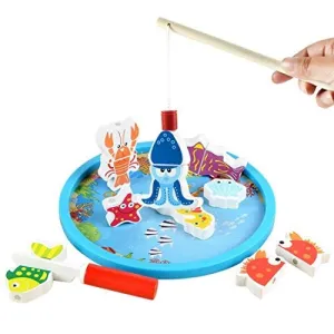 Baby Wood Simulation Fishing Game Toy Fishing&Chop Sea Animal Puzzle Colorful Sea World Multi-Functional Toys