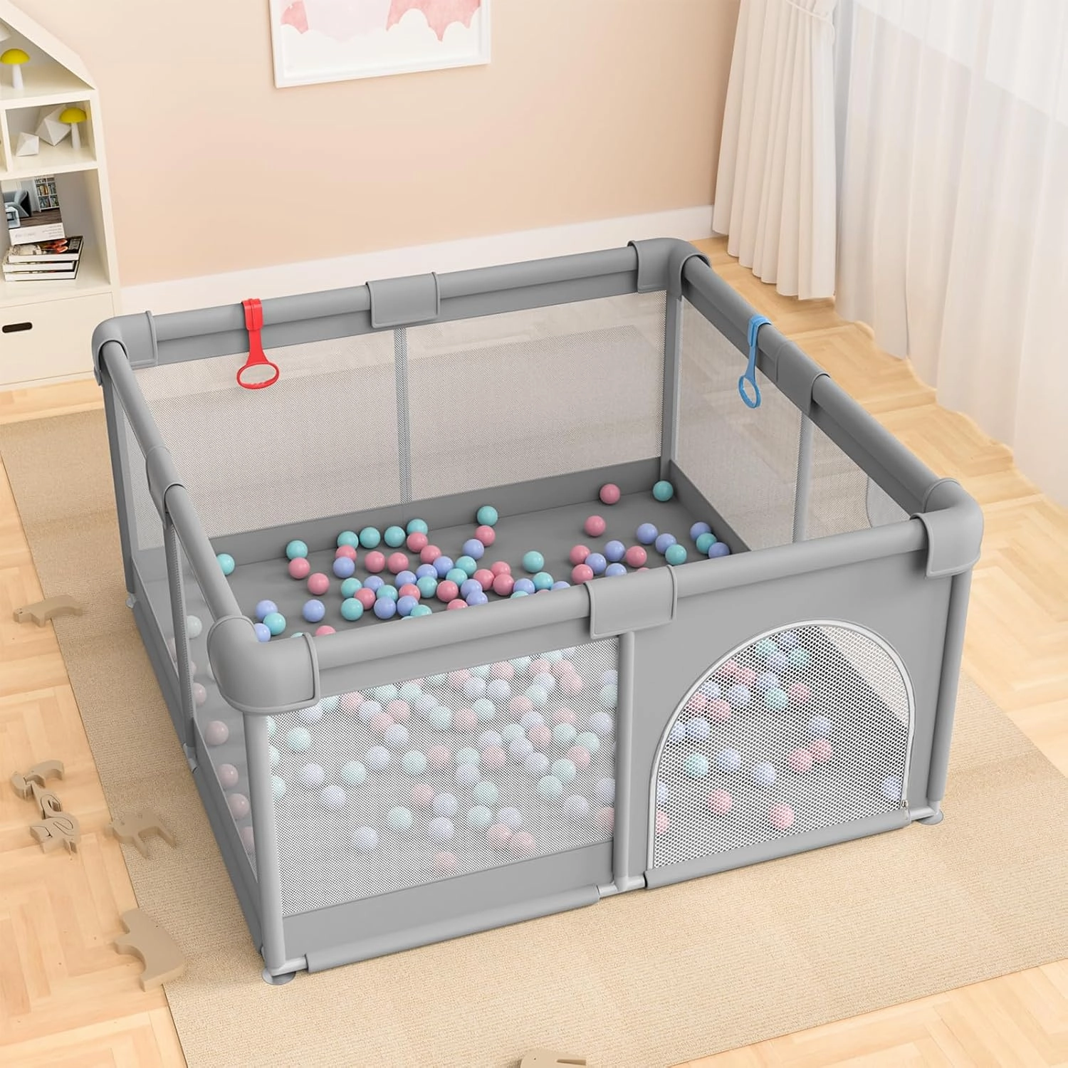 Baby Playpen 51”×51” - Play Pens for Babies and Toddlers, Baby Playards for Infants with Soft Breathable Mesh | Easy Setup | Baby Play Yard with Gate and Carry Bag