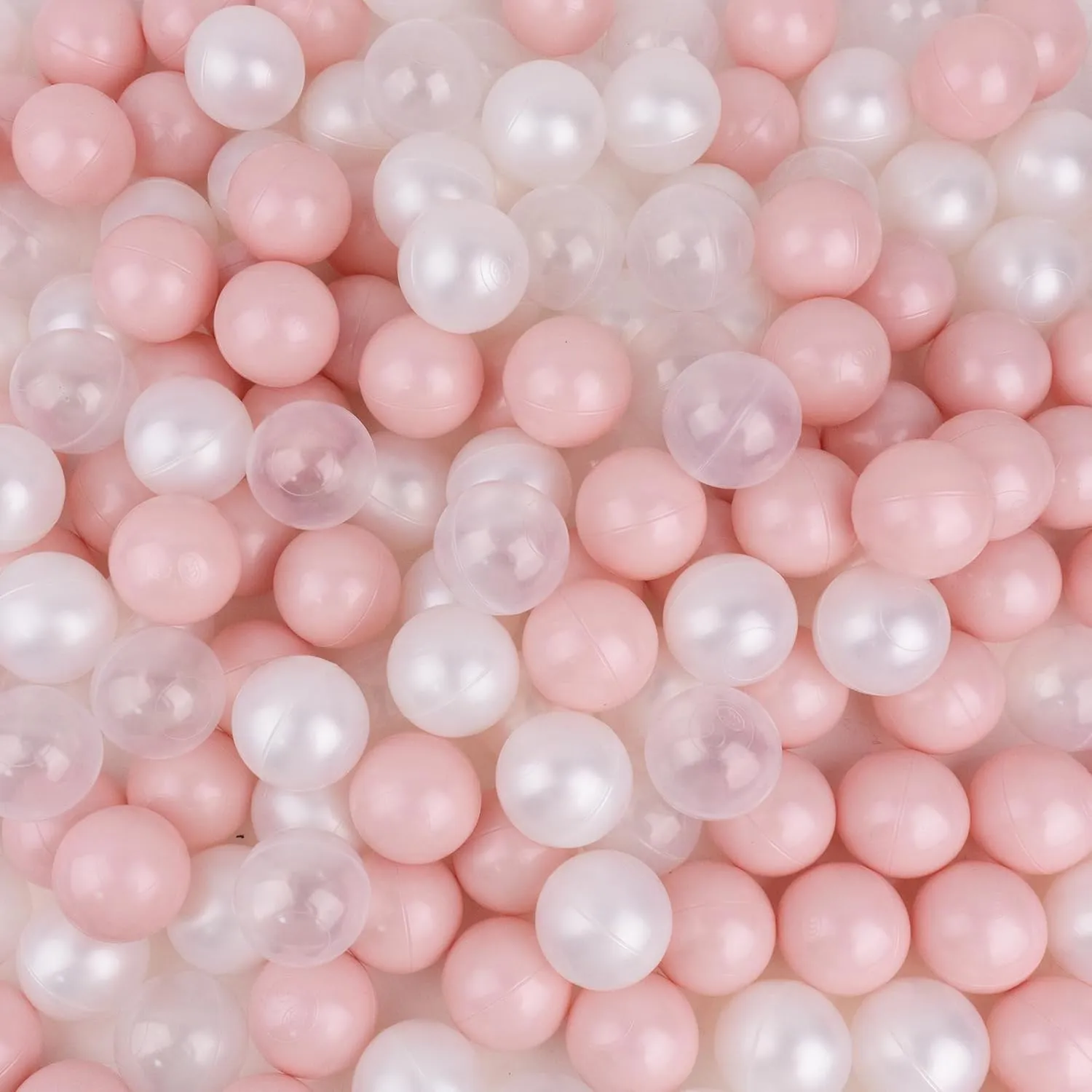 Ball Pit Balls 100 Phthalate Free BPA Free Crush Proof 2.16 Inches Plastic Balls for Ball Pit Ideal Gift for Toddlers Babies Kids Pool Water Toys Play Tent, Pearl White, Pearl Pink, Clear