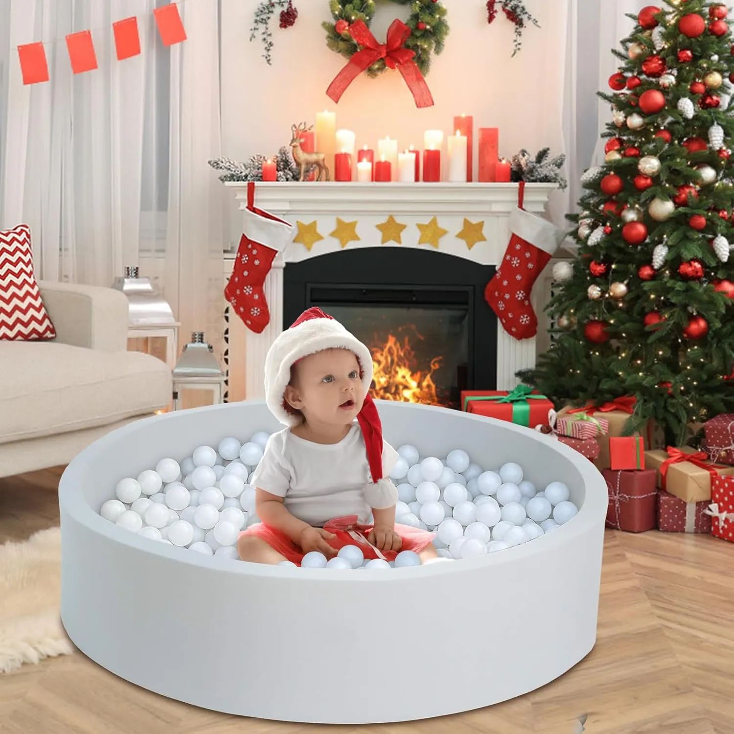 Ball Pit Balls 100 Phthalate Free BPA Free Crush Proof 2.16 Inches Plastic Balls for Ball Pit Ideal Gift for Toddlers Babies Kids Pool Water Toys Play Tent, White