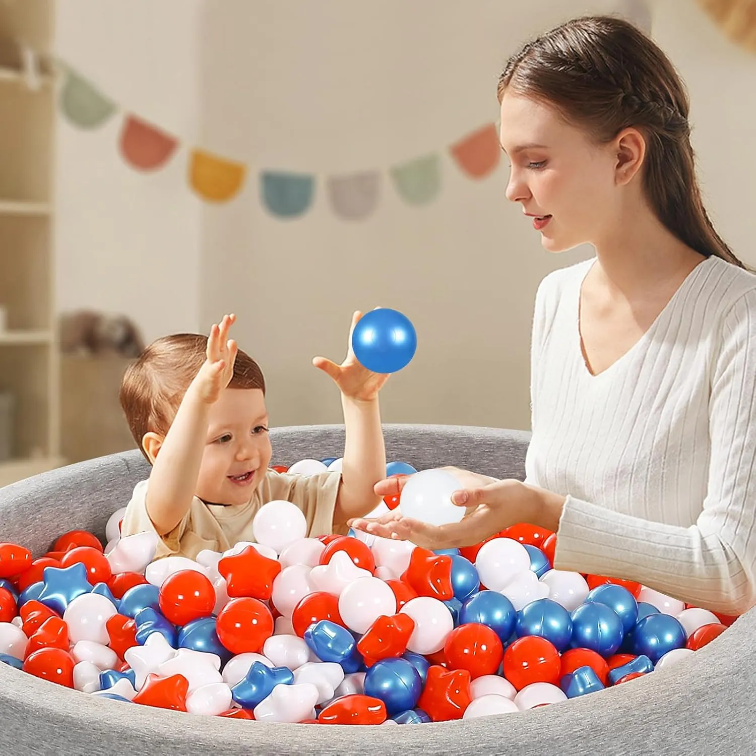 Ball Pit Balls and Stars, 100 200 500 Pieces Plastic Toy Balls for Kids Toddllers Baby Girls Ball Pits, Bounce House, Play Tent, Baby Pool Water Toys,Party Banner Props