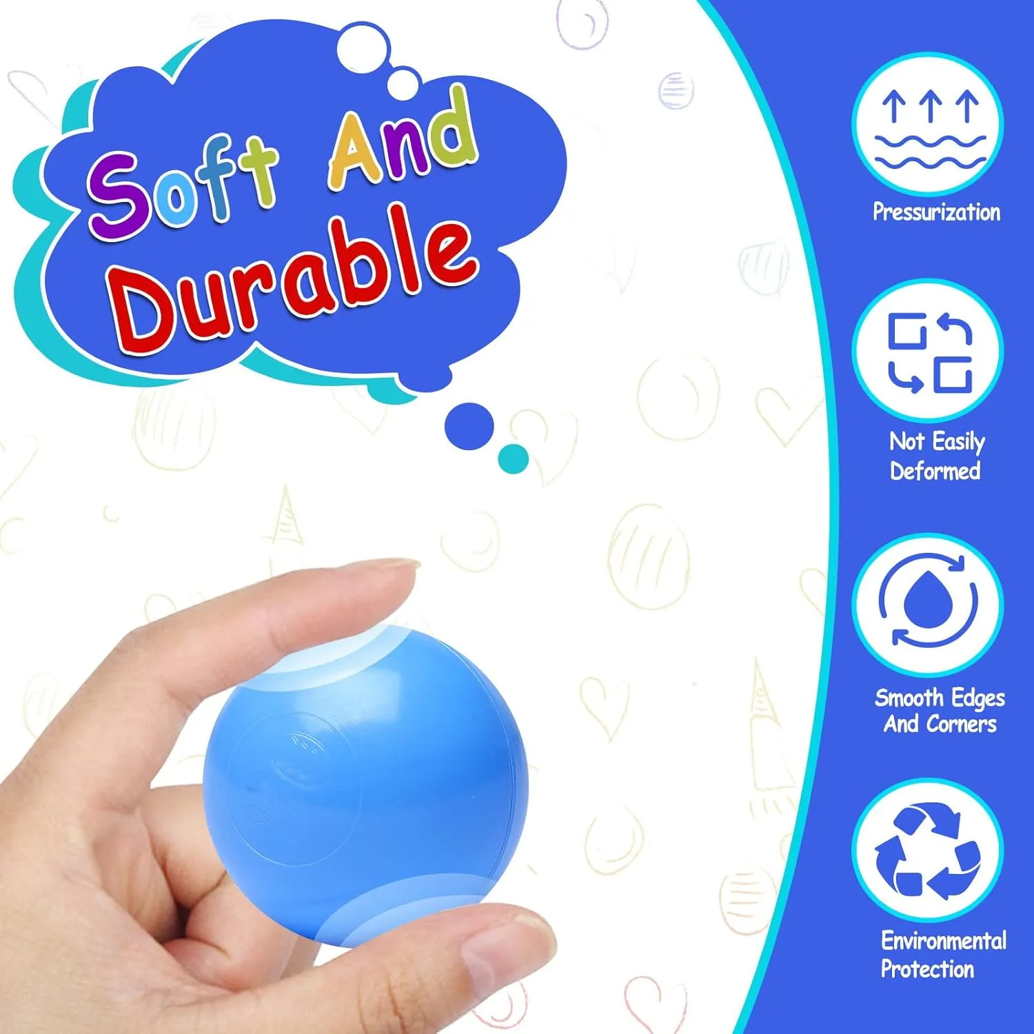Ball Pit Balls for Baby and Toddler Phthalate Free BPA Free Crush Proof Plastic - Multicolored Pit Balls in Reusable Play Toys for Kids with Storage Bag