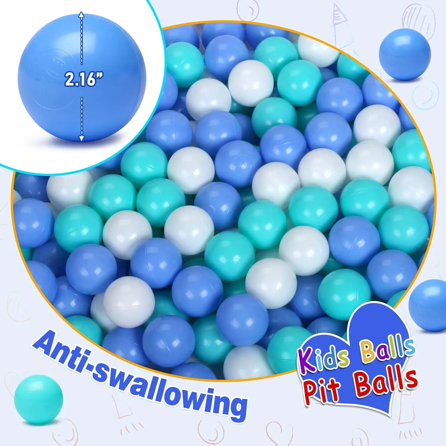 Ball Pit Balls for Baby and Toddler Phthalate Free BPA Free Crush Proof Plastic - Multicolored Pit Balls in Reusable Play Toys for Kids with Storage Bag