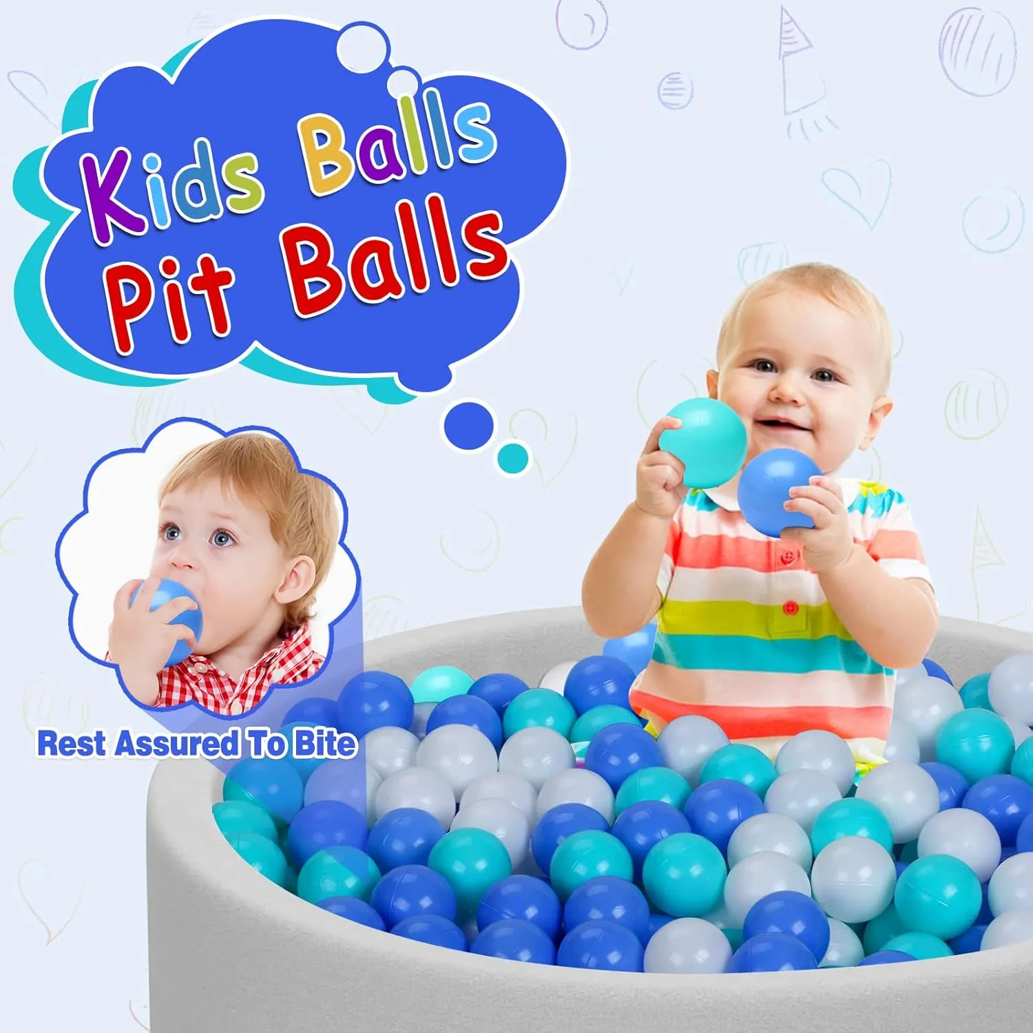 Ball Pit Balls for Baby and Toddler Phthalate Free BPA Free Crush Proof Plastic - Multicolored Pit Balls in Reusable Play Toys for Kids with Storage Bag