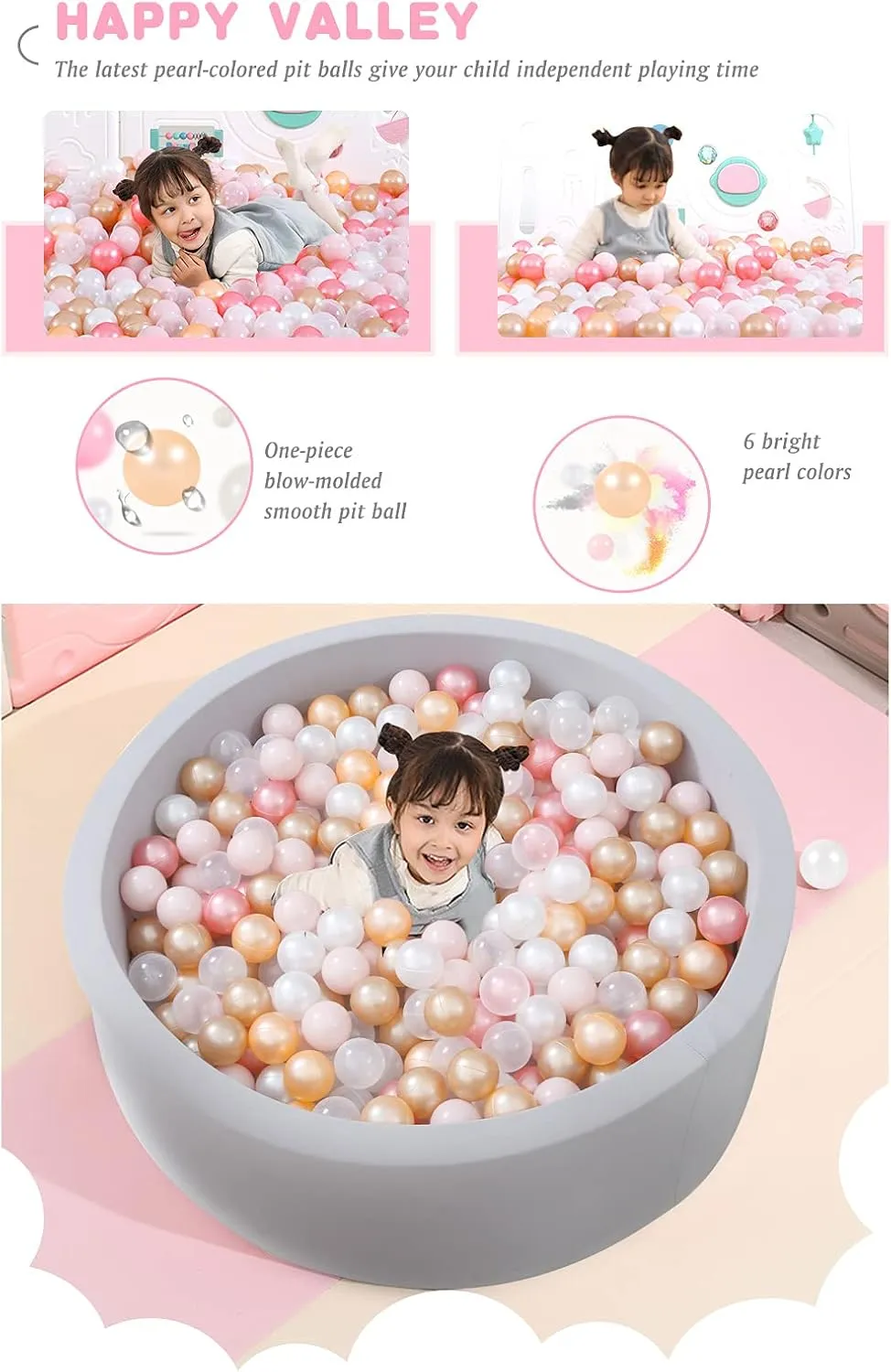 Ball Pit Balls Play Balls - 100 Pieces Baby Soft Plastic Balls BPA&Phthalate Free Non-Toxic Crush Proof Play Balls for 1 2 3Years Old Toddlers Baby Kids Birthday Pool Tent Party