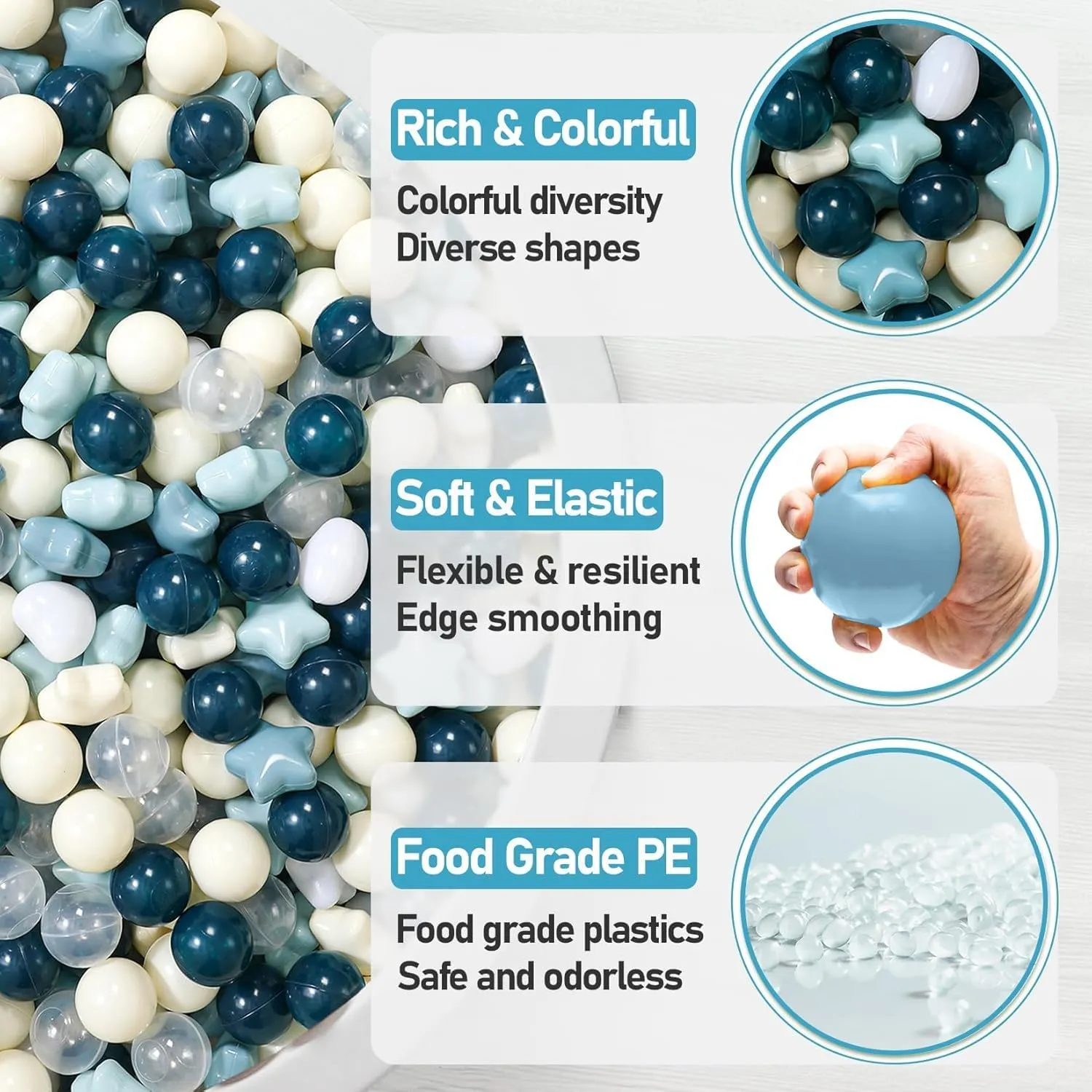 Ball Pit Balls, Safe Non-Toxic BPA-Free Crush-Proof Plastic Balls for Toddlers, Gift for Kids Birthday & Christmas, for Indoor Playpens, Party Decorations & Amusement Activities