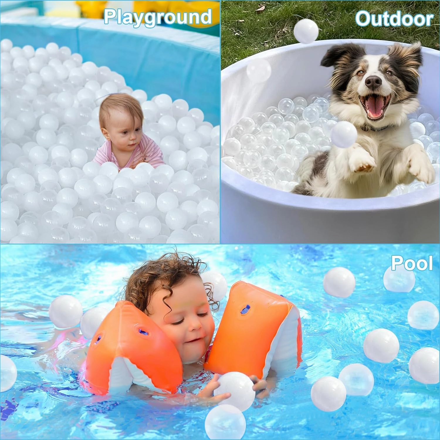 Ball Pit Balls 100 for Toddlers Crush Proof Plastic Balls for Ball Pit Phthalate Free BPA Free Colorful Pit Balls for Kids Babies Pool Play Tent Gift 2.2 Inches (White and Clear)