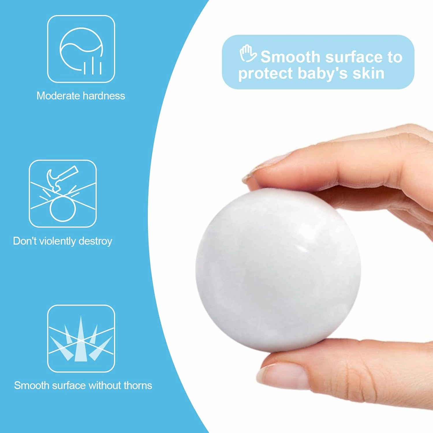 Ball Pit Balls 100 for Toddlers Crush Proof Plastic Balls for Ball Pit Phthalate Free BPA Free Colorful Pit Balls for Kids Babies Pool Play Tent Gift 2.2 Inches (White and Clear)