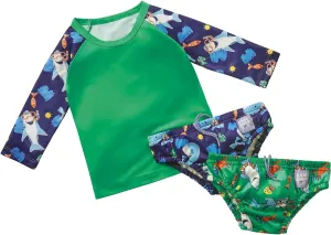 Bambino Mio, Revolutionary Reusable Swim Set - 2 Swim Nappies and Rash Top, Baby and Toddler, Sun Protection UPF40 , Ocean Explorers, 2-3 Years