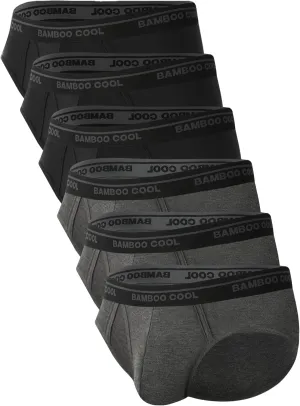 BAMBOO COOL Mens Breathable Soft Underwear Open-fly Classic Briefs, Tag-free