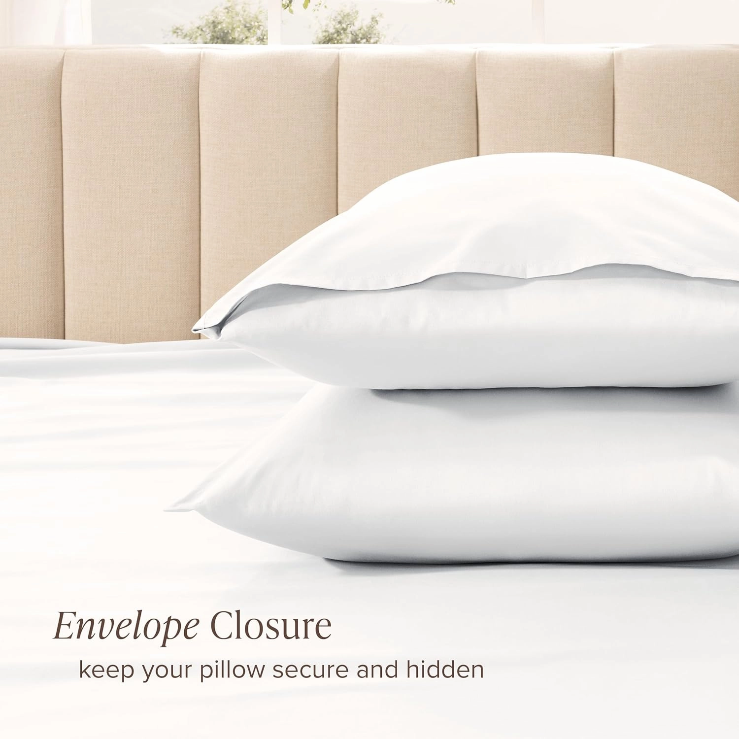 Bare Home 100% Organic Cotton Sateen Pillowcase Set - King Size - Smooth Sateen Weave - Pillowcases - Envelope Closure - Warm & Luxurious (King Pillowcase Set of 2, White)
