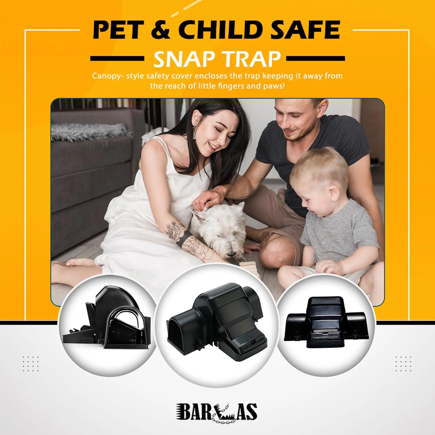 BARLAS Tunneled Safe Pest Control Rat Trap - Humane Dual Entry Traps for Rats and Mice - Rat Snap Traps with Safe Pedal Design - Outdoor Rodent Catcher for Home Office or Restaurants - Pack of 2