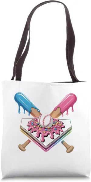 Baseball Meets Ice Cream Drip – Fun Colorful Youth Design Tote Bag