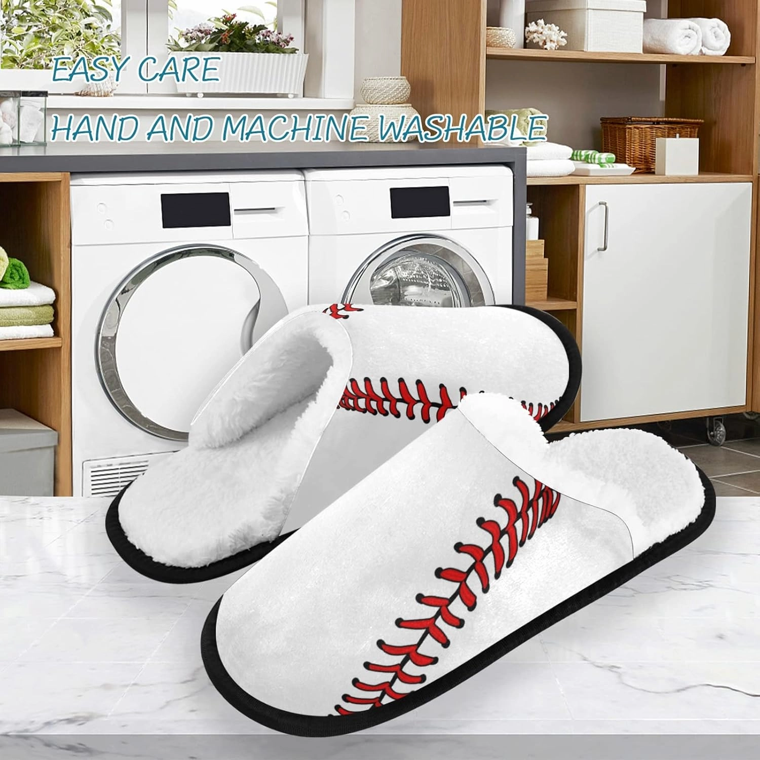 Baseball Sport Print Slippers, Soft Memory Foam Non-Slip Indoor House Slippers Home Shoes for Bedroom Hotel Travel Spa