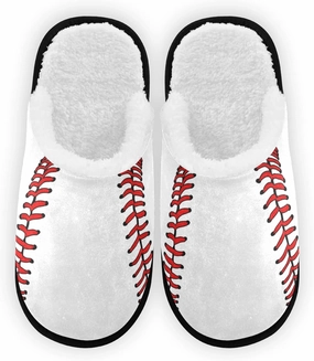 Baseball Sport Print Slippers, Soft Memory Foam Non-Slip Indoor House Slippers Home Shoes for Bedroom Hotel Travel Spa