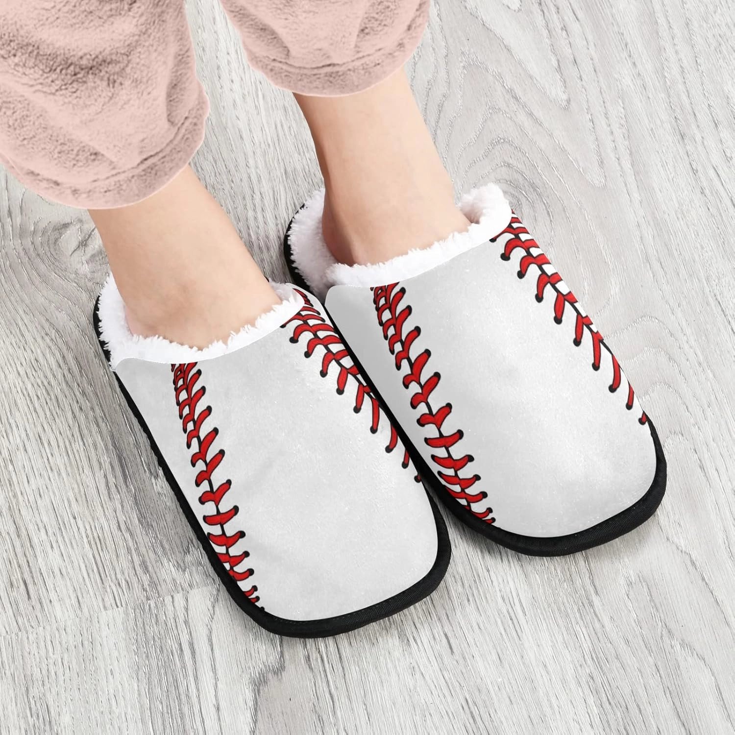 Baseball Sport Print Slippers, Soft Memory Foam Non-Slip Indoor House Slippers Home Shoes for Bedroom Hotel Travel Spa
