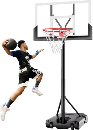 Basketball Hoop with Adjustable Height Portable Basketball Goal System for Outdoor Indoor Use 45 inches Heavy-Duty Steel Frame Backboard for Youth and Adults
