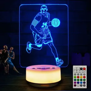 Basketball Night Light, LED Lamp with 14 Colors, Dimmable, Rechargeable, Remote Control, Modern Design for Kids, Adults, Living Room, Bedroom