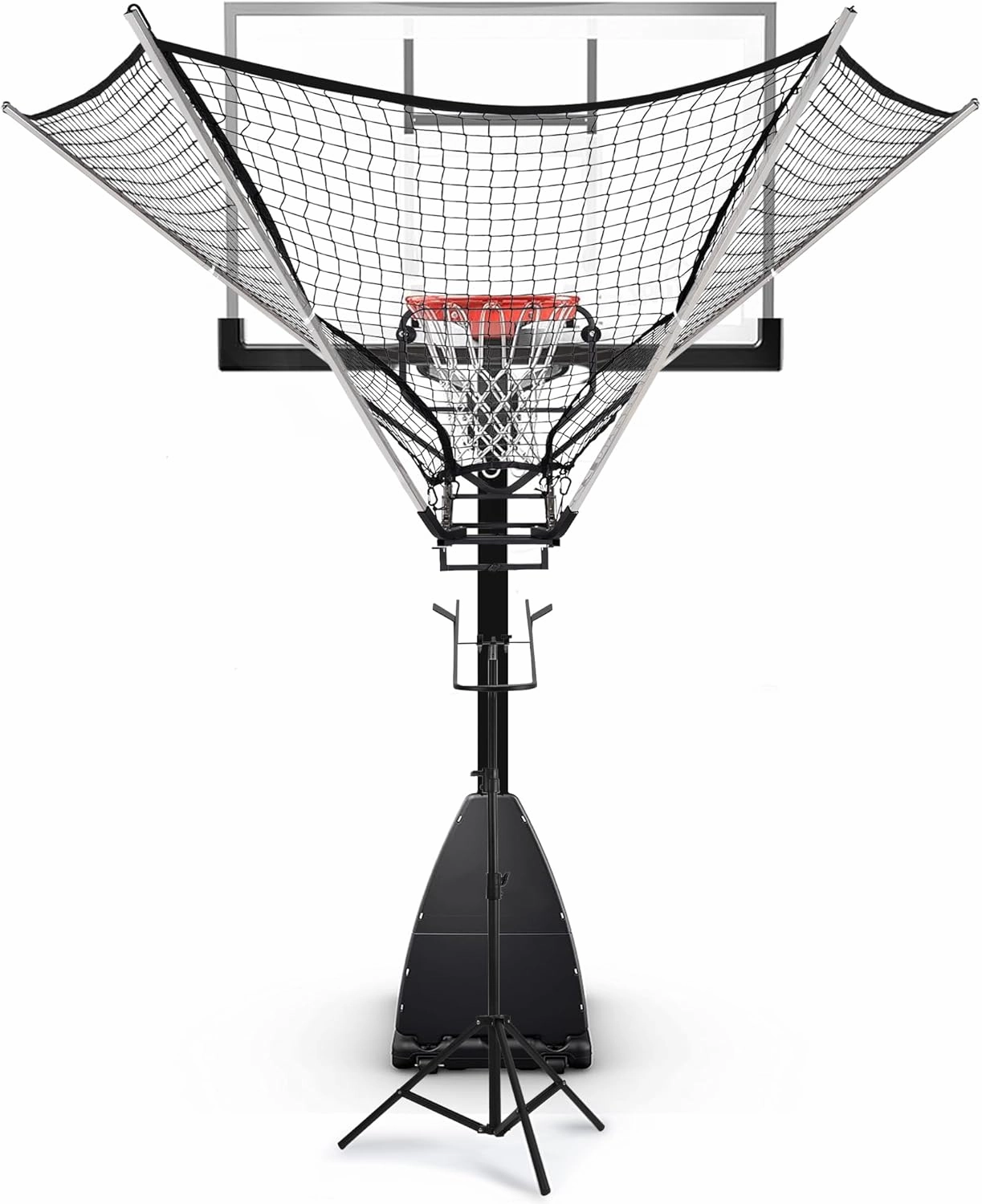 Basketball Rebounder Net with 360° Ball Return System - Quick Setup Galvanized Steel Frame, Weatherproof Design for Solo & Team Training