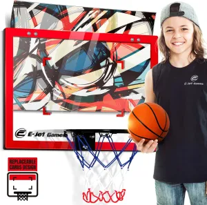 Basketbll Hoop Over The Door Mini Hoop (Replaceable Backboard Cards Design) Sport Basketball Gift for Kids Boys Teens 3 4 5 6 7 8 9 10 11 12 | Wall-Mounted ‎Door Mount