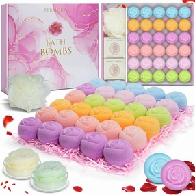 Bath Bombs for Women - 30 Pcs Handmade Natural Essential Oils Rose Bath Bombs, Home Spa Fizzies Bubble Bath, Birthday Gifts for Women Her Self Care Gifts for Mom Wife (30)