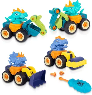 Beach Sand Toys for Toddlers Age 3-5,Outdoor Sandbox Toys, Kids Toys for 2 3 4 Year Old Boys, Stem Take Apart Construction Toys Truck, Excavator, Bulldozer, Ground Drill, Road Roller (Multicolour)
