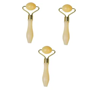 Beaupretty 3pcs Jade Face Roller Eye Yellow Jade Skin Care Tool for -aging Relaxation Lightweight Portable Smooth Rolling for Comfortable Use Travel