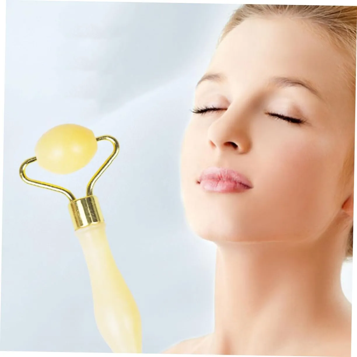 Beaupretty 3pcs Jade Face Roller Eye Yellow Jade Skin Care Tool for -aging Relaxation Lightweight Portable Smooth Rolling for Comfortable Use Travel