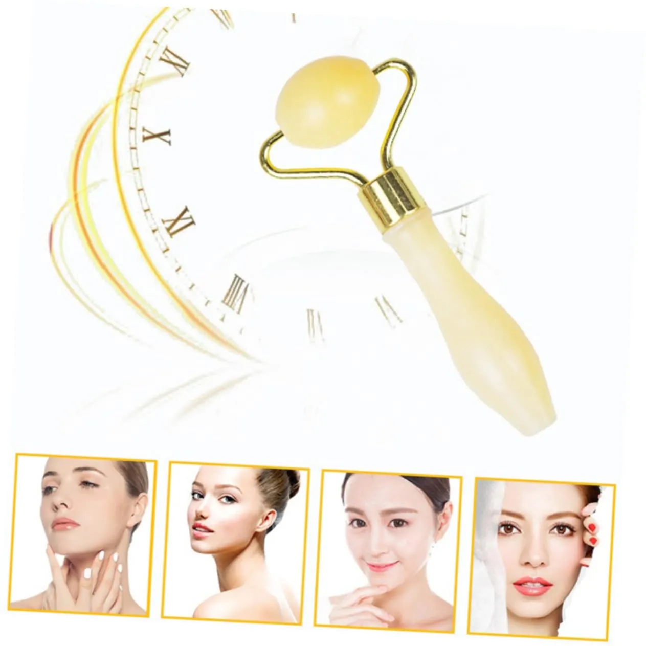 Beaupretty 3pcs Jade Face Roller Eye Yellow Jade Skin Care Tool for -aging Relaxation Lightweight Portable Smooth Rolling for Comfortable Use Travel